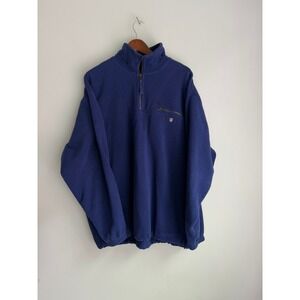 Gant USA Rugger Fleece Navy Blue Quarter Zip Pullover Vintage Mens Large L/G